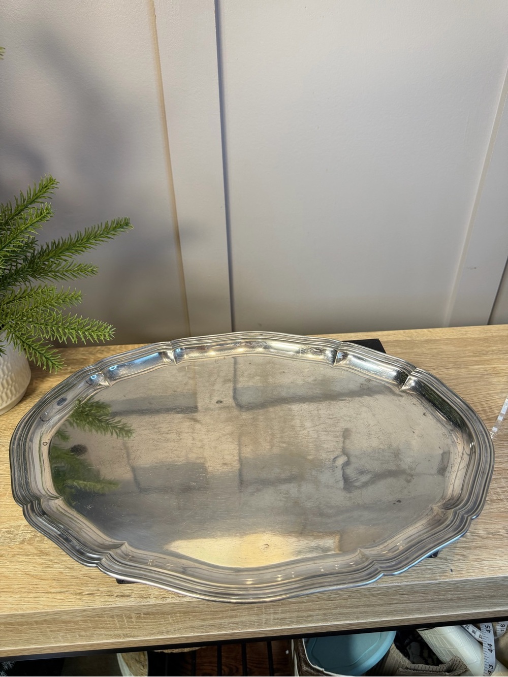 Vintage Silver plated tray Scalloped Edge Serving Tray 15.75”